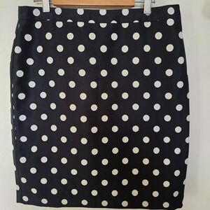 LOFT Navy and White Polka Dot Pencil Skirt